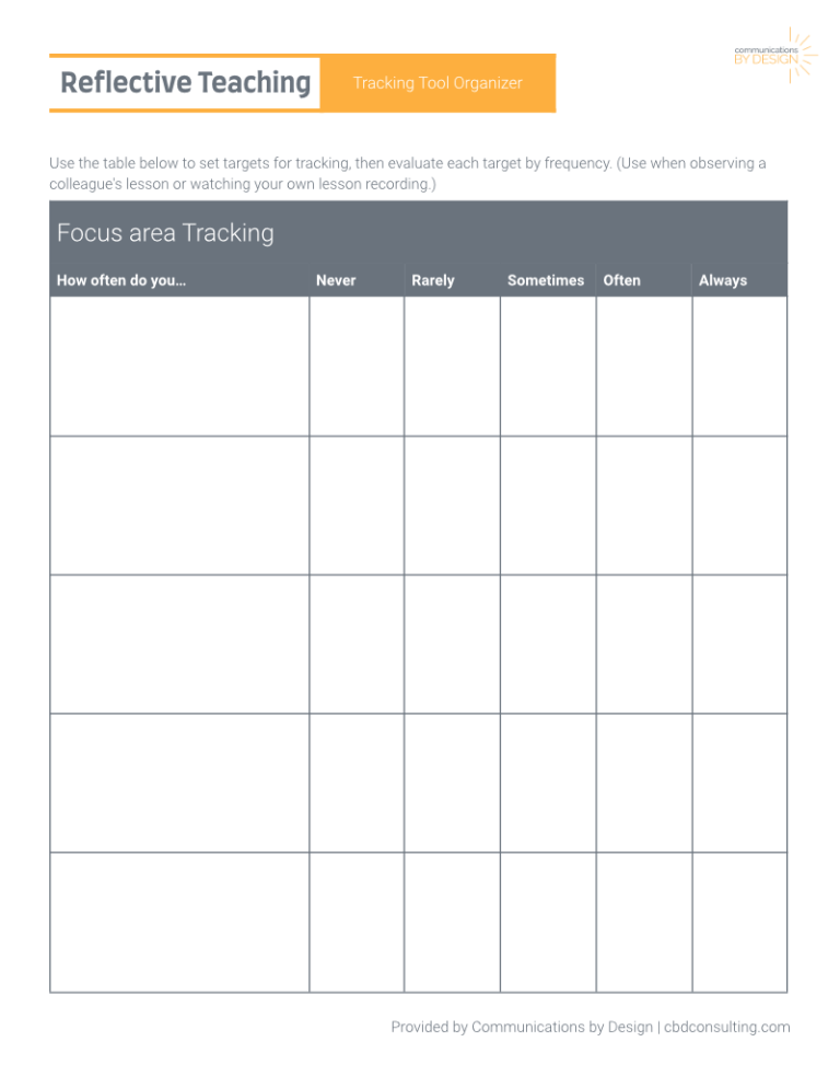 Reflective Teaching Tracker TEMPLATE